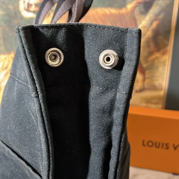 HERMES Fourre Tout MM Tote Bag Handbag Canvas Black and Gray. MOMMA NOT THE BABY - Picture 6 of 16